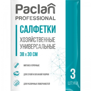 Салфетка хозяйственная Paclan Professional (30x38см) нетканое полотно, 3шт. (410013)